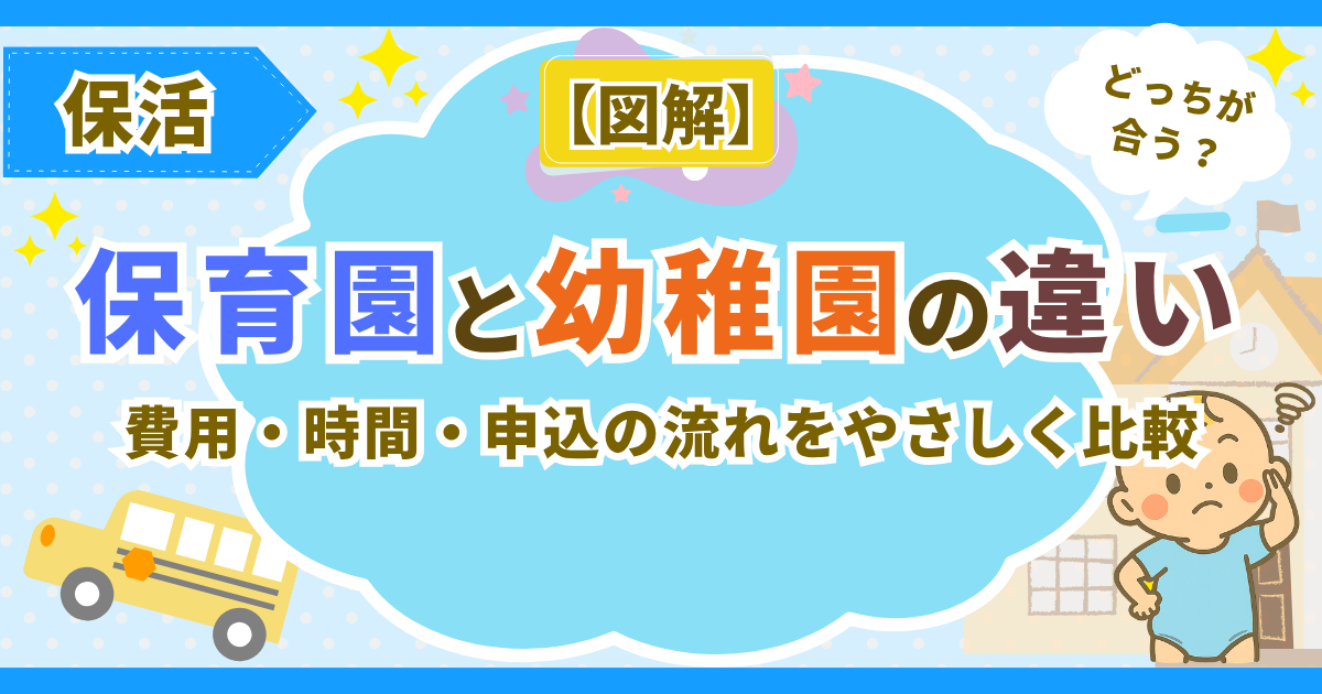 【図解】保育園と幼稚園の違い｜どっちが合う？費用・時間・申込の流れをやさしく比較