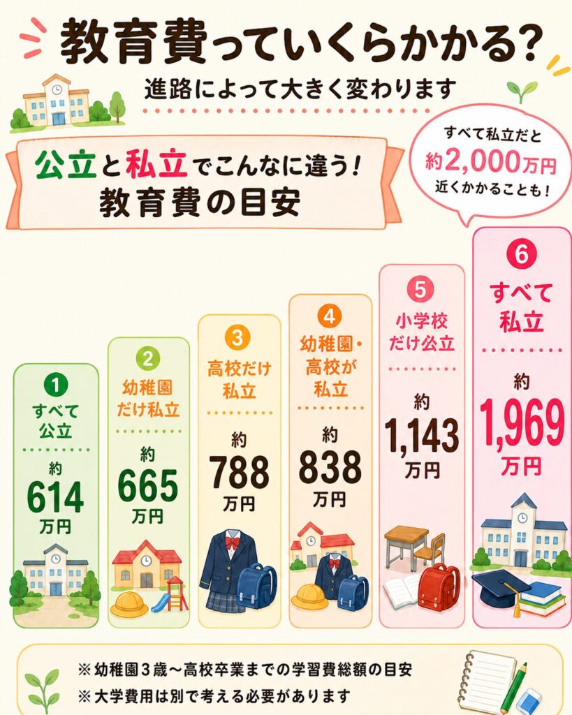 公立と私立で変わる教育費の目安