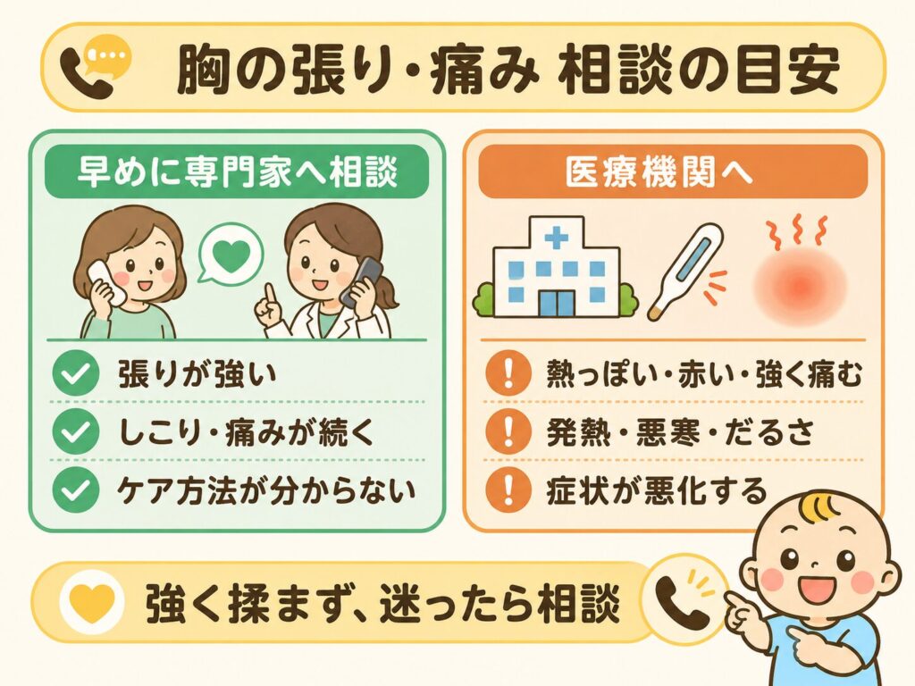 断乳・卒乳後の胸の張りと医療機関へ相談する目安