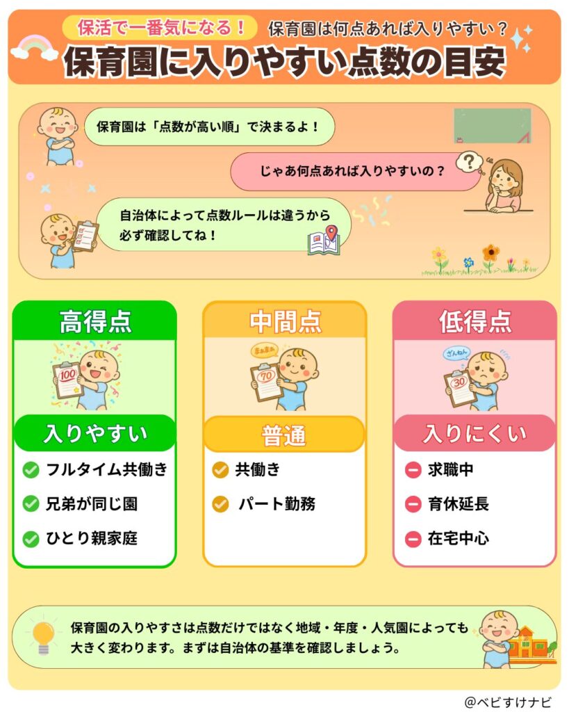 保育園に入りやすい点数の目安をまとめた図解