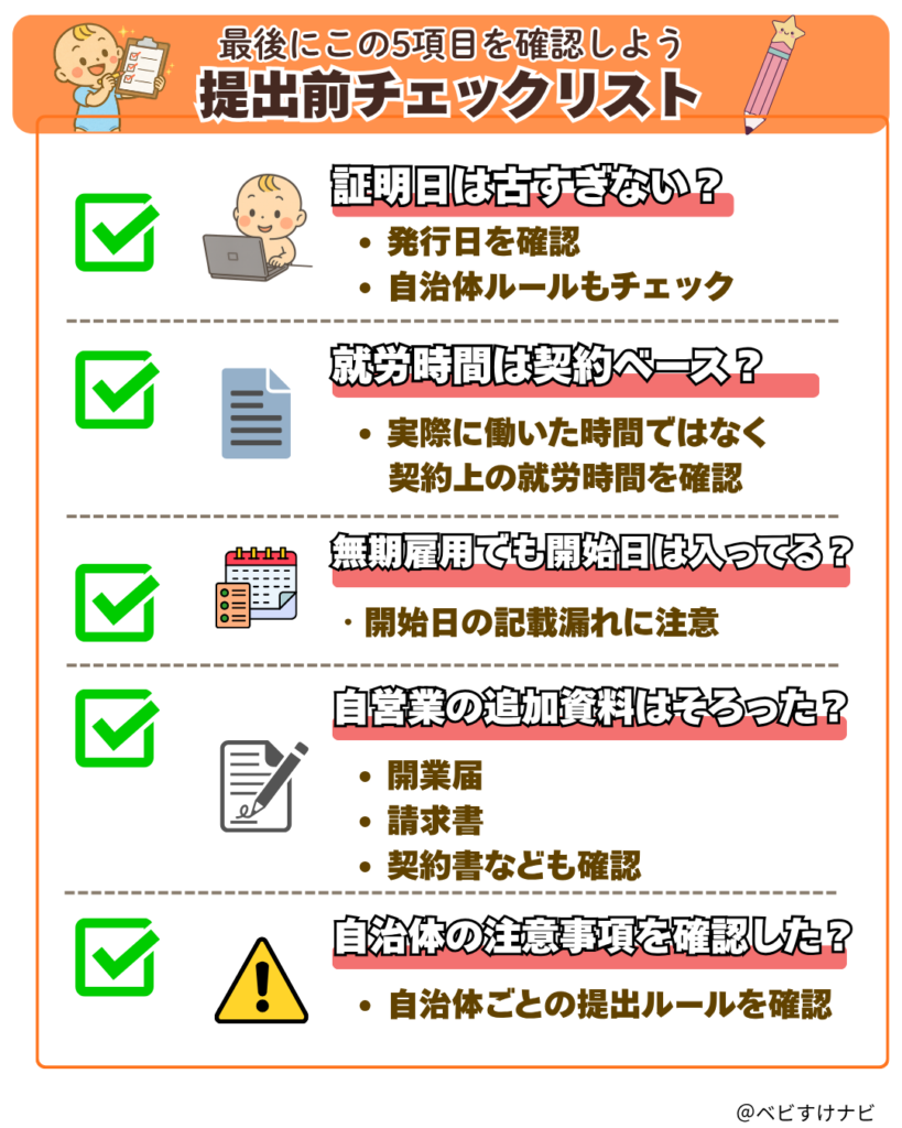 提出前チェックリスト