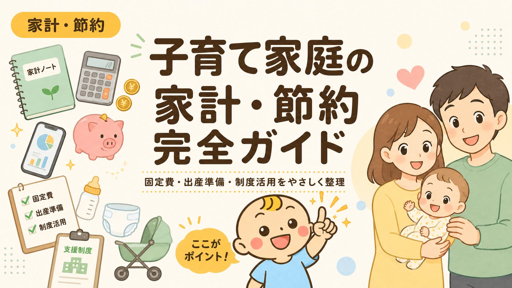 子育て家庭向けの家計・節約完全ガイドをテーマにしたベビすけナビのアイキャッチ画像