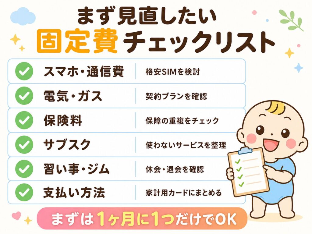 子育て家庭が見直したいスマホ代・電気ガス・保険料・サブスクなどの固定費チェックリスト