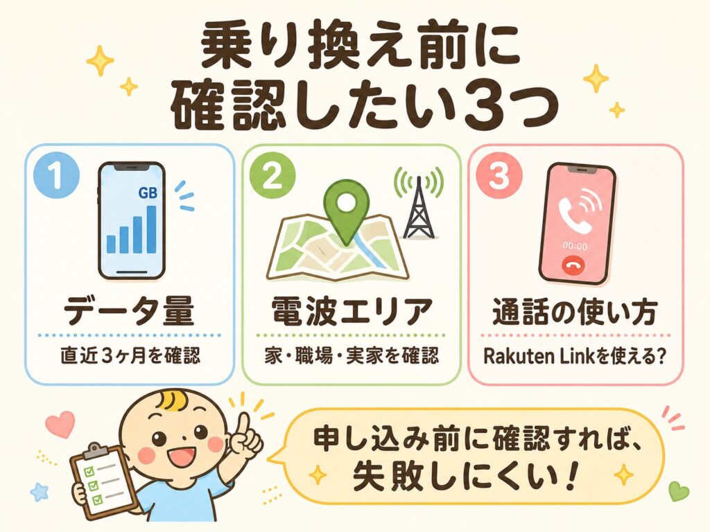 楽天モバイルに乗り換える前に確認したい3つのポイント