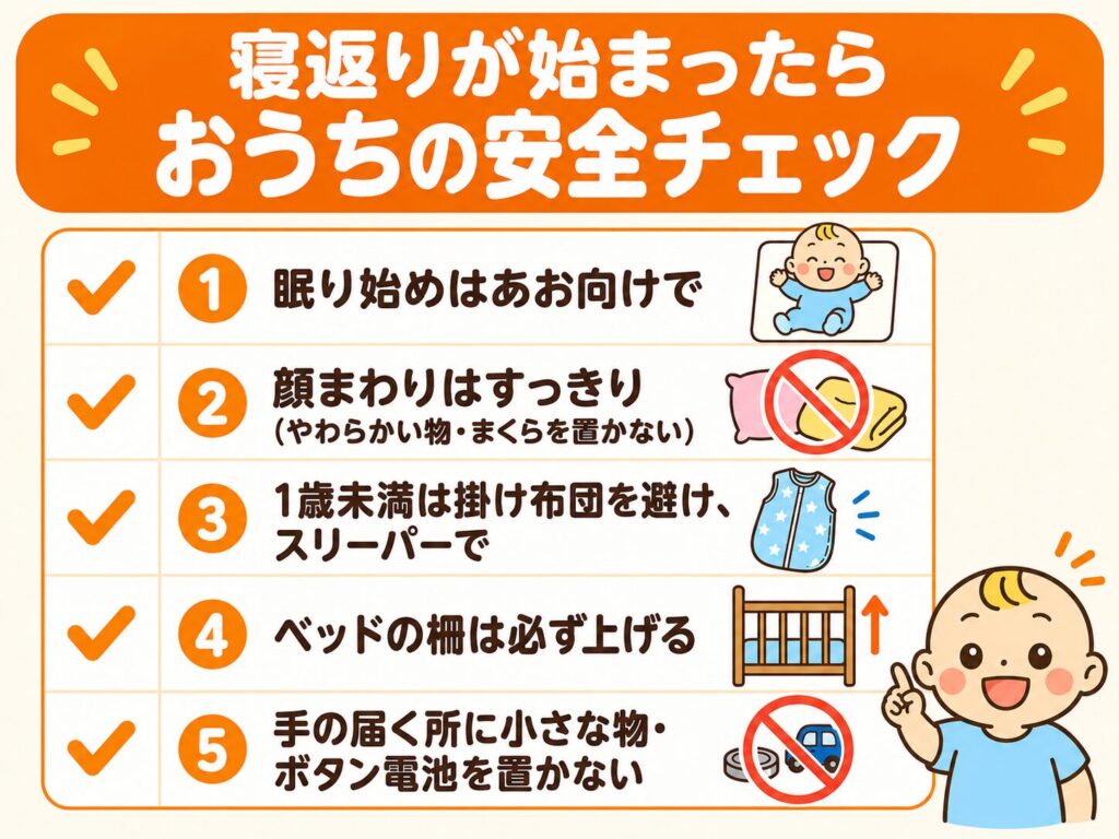返り後に気をつけたい家庭内の安全対策5つのチェックリスト図解