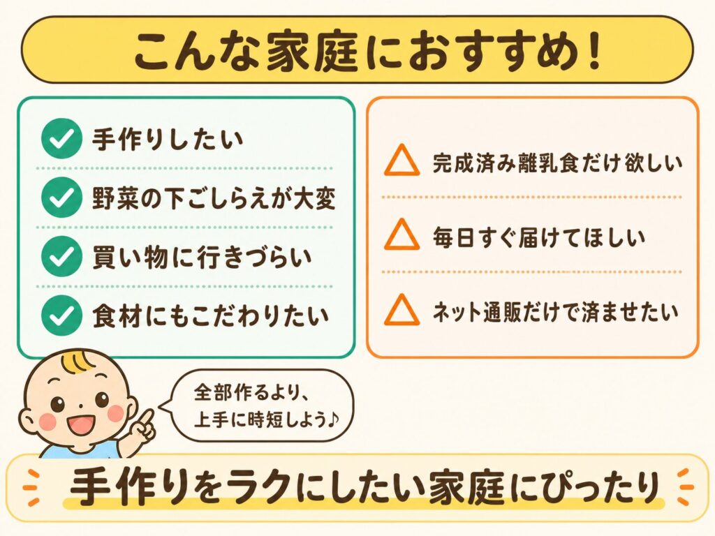 パルシステムの離乳食が向いている家庭と向いていない家庭