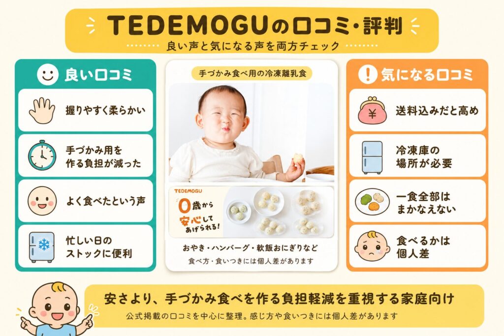 TEDEMOGUの良い口コミと気になる口コミの傾向
