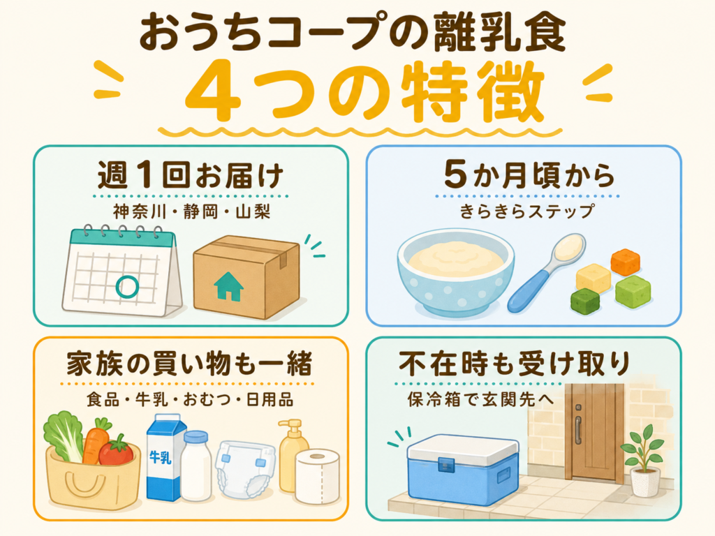 おうちコープの離乳食と宅配サービスの4つの特徴
