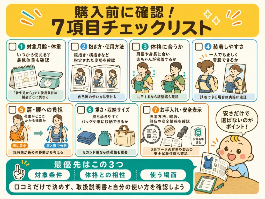 スリングと抱っこ紐を購入する前の7項目チェックリスト