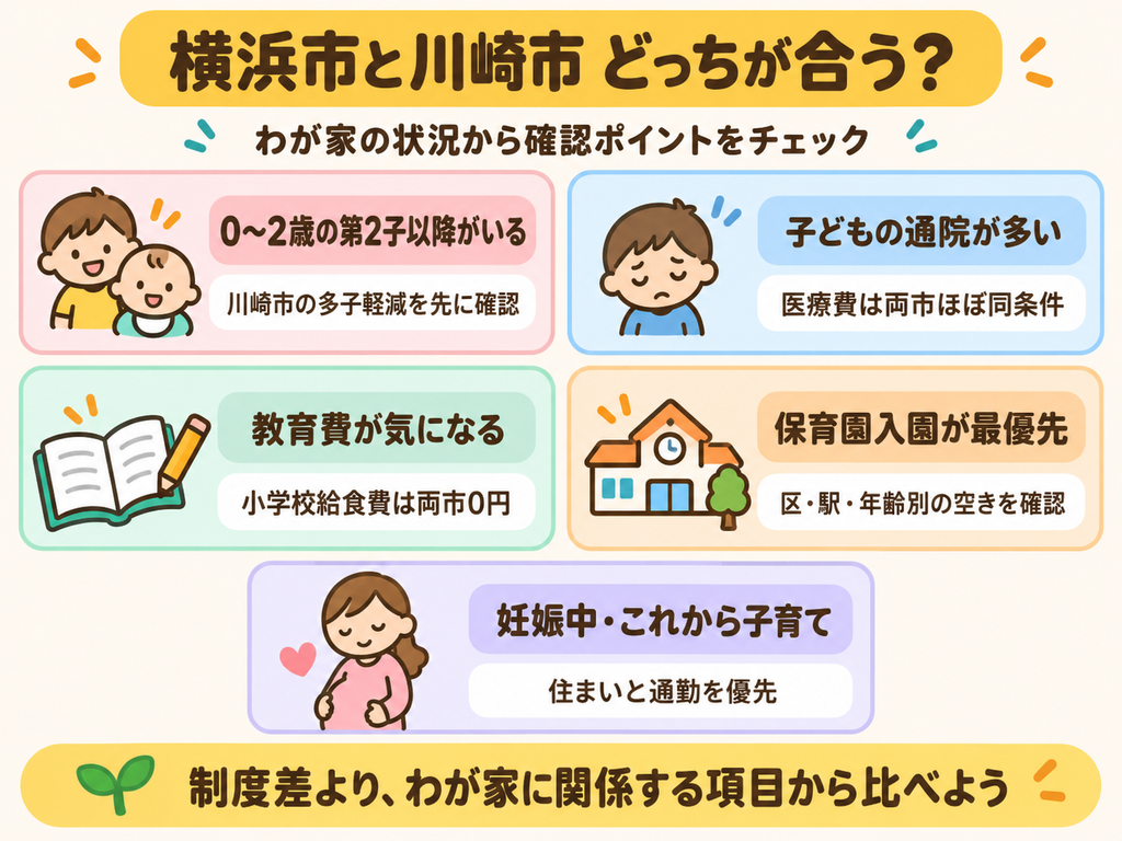 横浜市と川崎市のどちらが合うか家庭状況別に確認する5タイプ診断