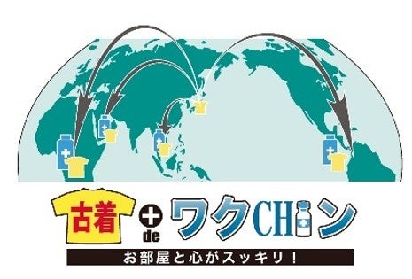 アカチャンホンポの古着deワクチン公式図版。子ども服の再利用が世界の子どもへのワクチン寄付につながる取り組みを表している。